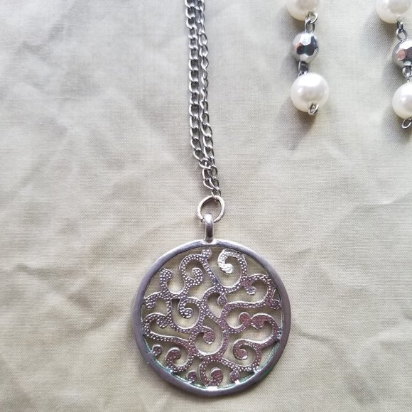 Sterling Silver Psychedelic Pattern Pendant Neckla - Picture 3 of 5